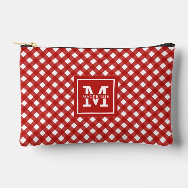 Personalisiert Gingham Kariert Pattern Zubehörtasche (Vorderseite)
