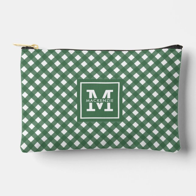 Personalisiert Gingham Kariert Pattern Zubehörtasche (Vorderseite)