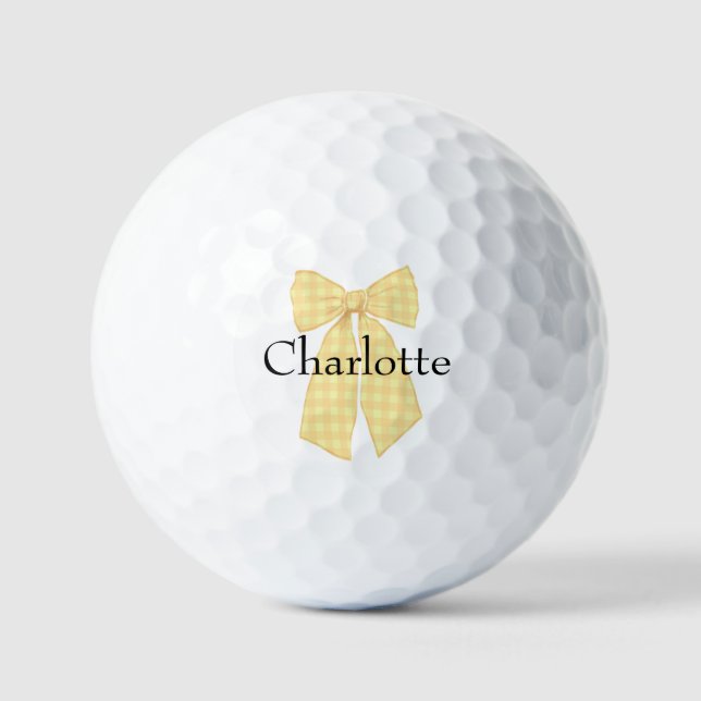 Personalisiert Gingham Romantische Coquette Bow Golfball (Vorderseite)