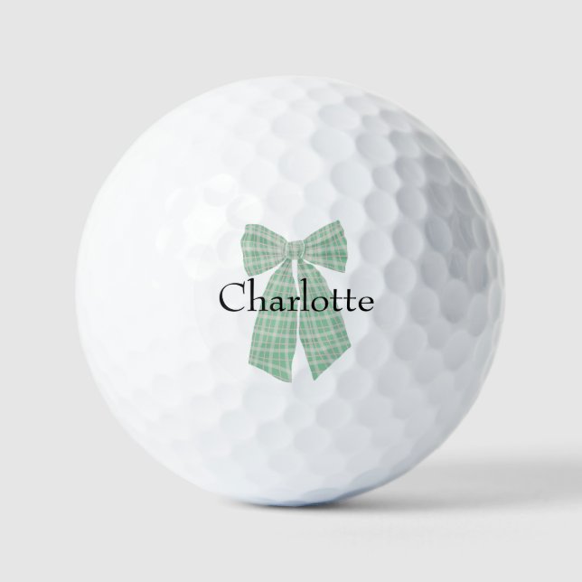 Personalisiert Gingham Romantische Coquette Bow Golfball (Vorderseite)
