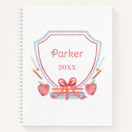 Personalisiert Gingham School Wappen Notizbuch