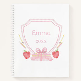 Personalisiert Gingham School Wappen Notizbuch