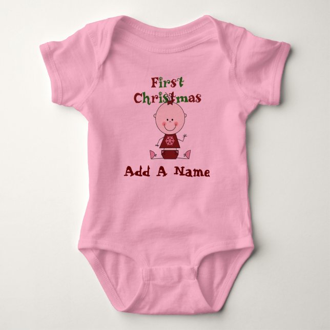 Personalisiert Girl 1. Weihnachtsanzug Baby Strampler (Vorderseite)