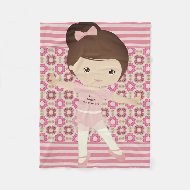 Personalisiert Girl Ballerina Fleecedecke (Vorderseite)