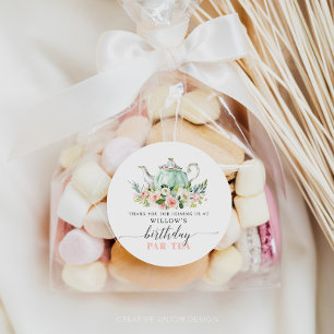 Personalisiert Girl Birthday Par-Tea Tea Party Runder Aufkleber