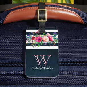 Personalisiert Girl-Floral Strippte Monogramm-Reis Gepäckanhänger