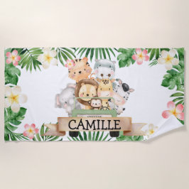 Personalisiert Girl Jungle Safari Kinder Badetuch