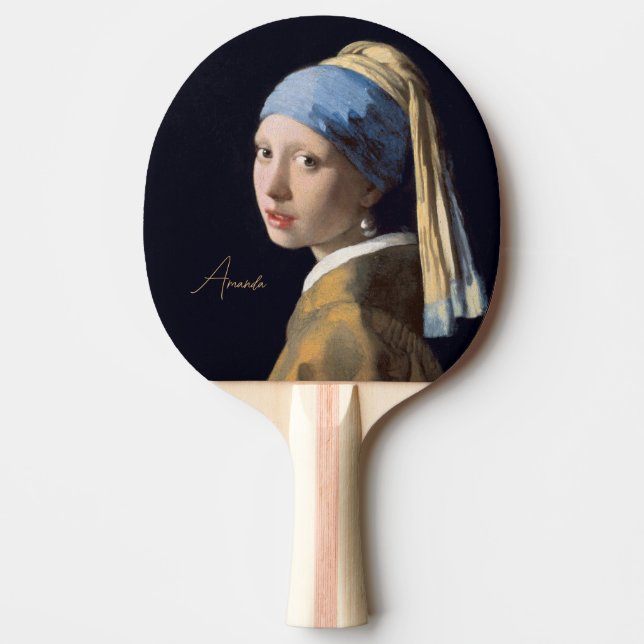 Personalisiert-Girl mit Perlenvermeer Tischtennis Schläger (Vorderseite)