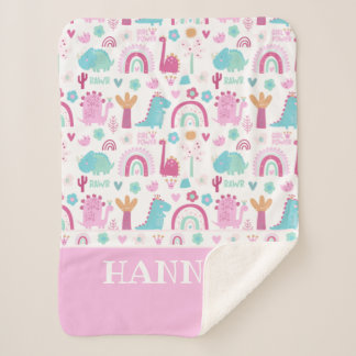 Personalisiert Girl Power Dinosaur Sherpadecke