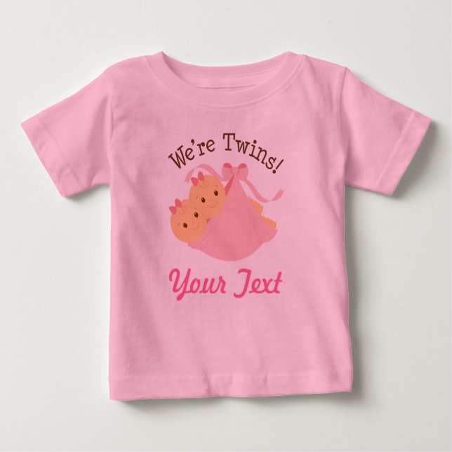Personalisiert Girl Twins Baby T-shirt (Vorderseite)