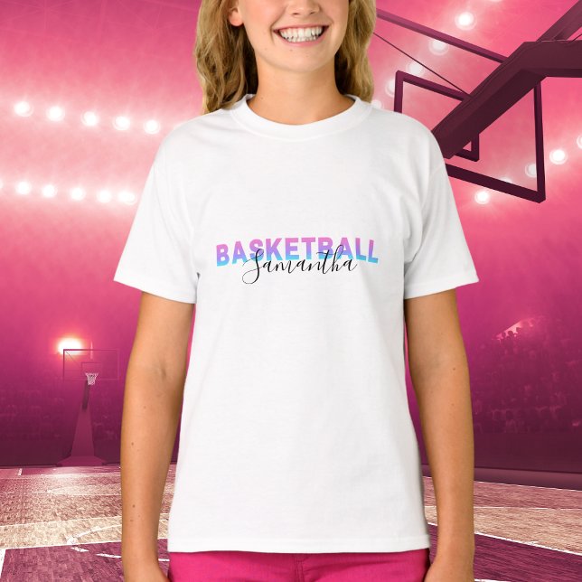 Personalisiert Girls Basketball Individuelle Name  T-Shirt (Von Creator hochgeladen)