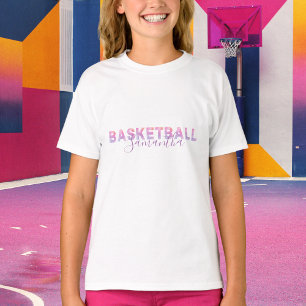 Personalisiert Girls Basketball Moderne rosa Buchs T-Shirt