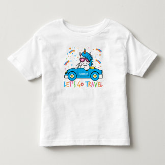 Personalisiert Girls Blue Car Einreise Kleinkind T-shirt