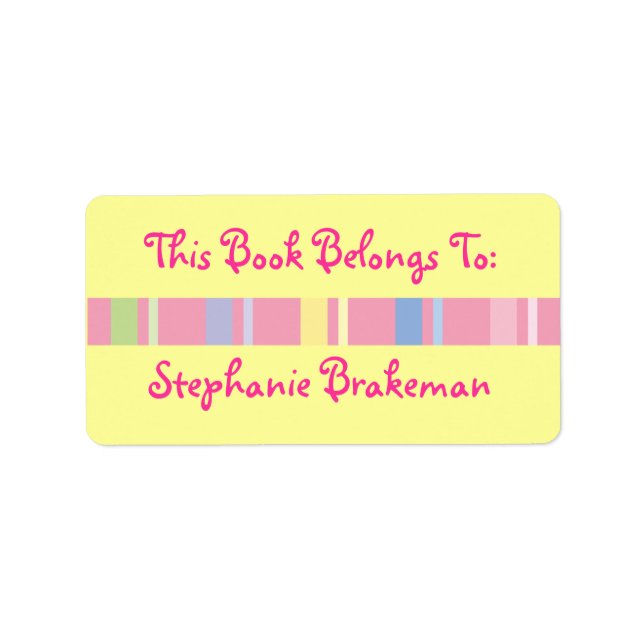 Personalisiert Girls Buchzeichen Library Stickers Adressaufkleber (Vorne)