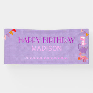 Personalisiert Girls Dinosaur Geburtstag Banner