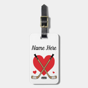 Personalisiert Girls Hockey Name Liebe Heart Stick Gepäckanhänger