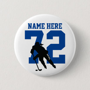 Personalisiert Girls Hockey Player Name Nummer Bla Button