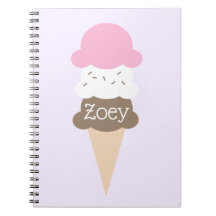 Personalisiert Girl's Ice Cream Cone Notebook