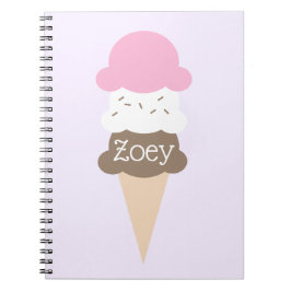 Personalisiert Girl's Ice Cream Cone Notebook Notizblock