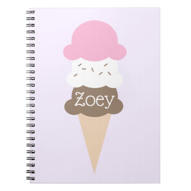 Personalisiert Girl's Ice Cream Cone Notebook Notizblock (Vorderseite)