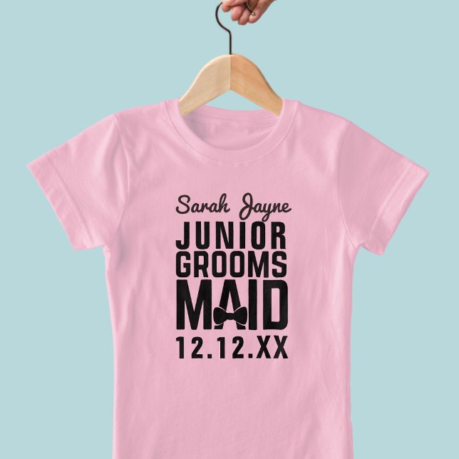 Personalisiert Girls Junior Groomsmaid T - Shirt (Just add your Junior Groomsmaid name and your wedding date to this cute t-shirt. Lot's of sizes!)