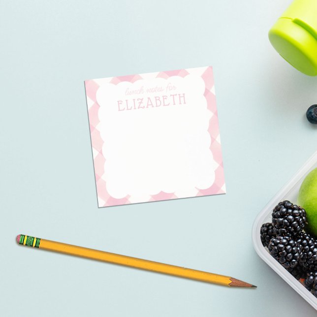 Personalisiert Girls Pink Gingham Lunch Box Post-it Klebezettel (Von Creator hochgeladen)