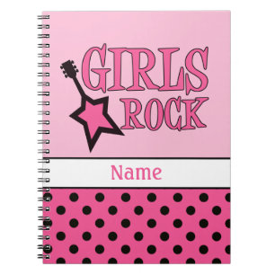 Personalisiert Girls Rock School Girl Pink Black Notizblock