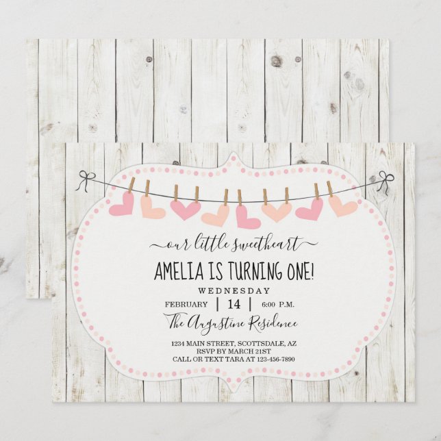 Personalisiert Girls Valentine Day Geburtstagspart Einladung (Vorne/Hinten)