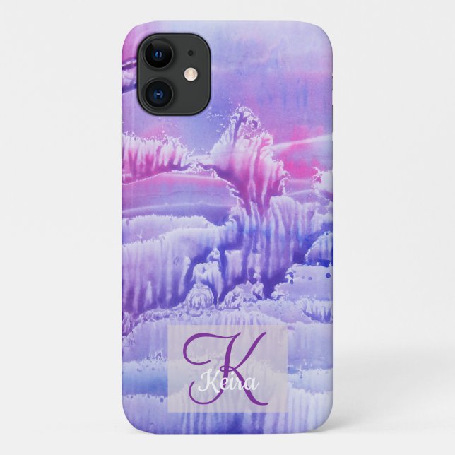 Personalisiert Girly Blue Mit Monogramm Abstrakte  Case-Mate iPhone Hülle (Rückseite)