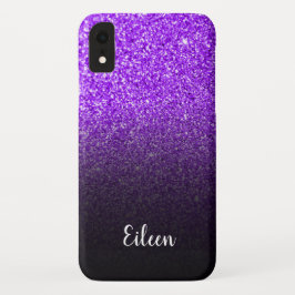 Personalisiert Girly Lila Glitzer Black Ombre Case-Mate iPhone Hülle