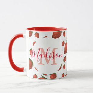 Personalisiert Girly Red Monogram Tasse