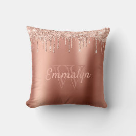 Personalisiert Girly Rose Gold Coral Glitzer Tropf Kissen