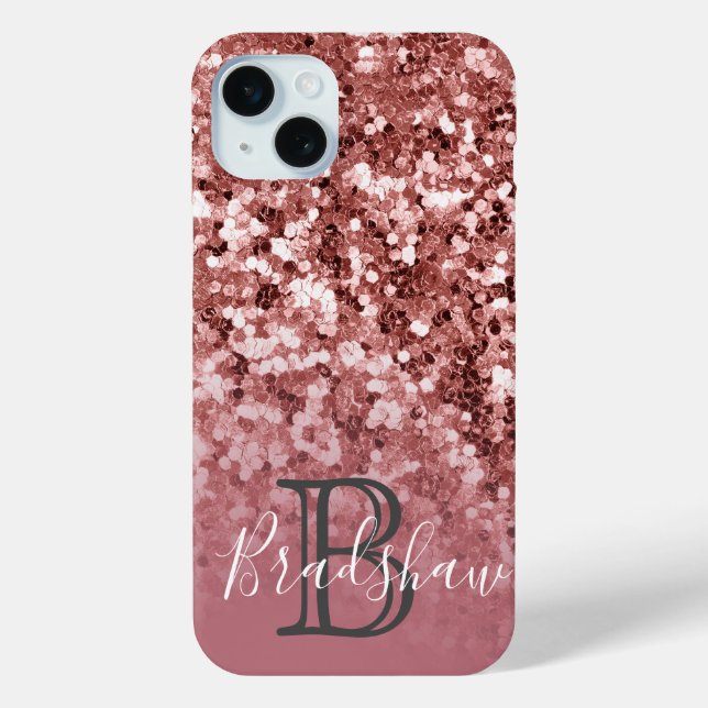 Personalisiert Girly Rose Gold Glitzer Case-Mate iPhone Hülle (Rückseite)