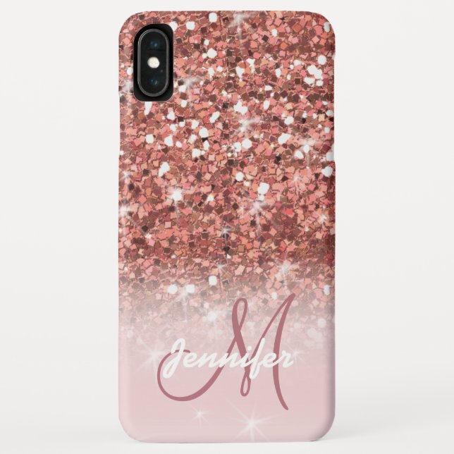 Personalisiert Girly Rose Gold Glitzer Glitzern Na Case-Mate iPhone Hülle (Rückseite)