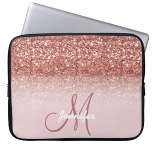 Personalisiert Girly Rose Gold Glitzer Glitzern Na Laptopschutzhülle