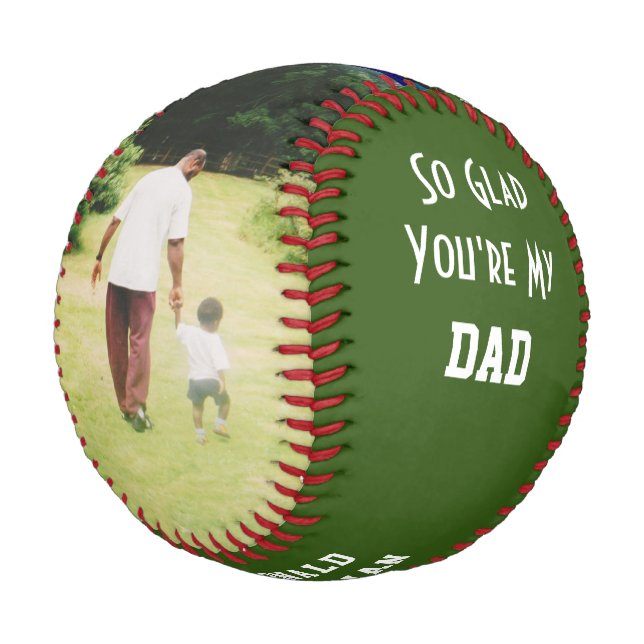 Personalisiert GLAD DU BIST MEIN VATER 2 Foto GRÜN Baseball (Schrägansicht)