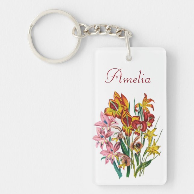 Personalisiert Gladioli Schlüsselanhänger (Vorderseite)