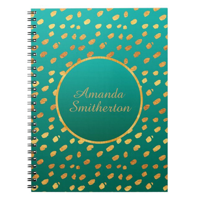 Personalisiert Glamour Aquamarin Gold Monogram Notizblock (Vorderseite)