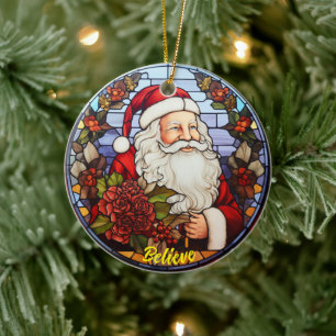 Personalisiert Glaube an das Glas der Santa Church Keramik Ornament