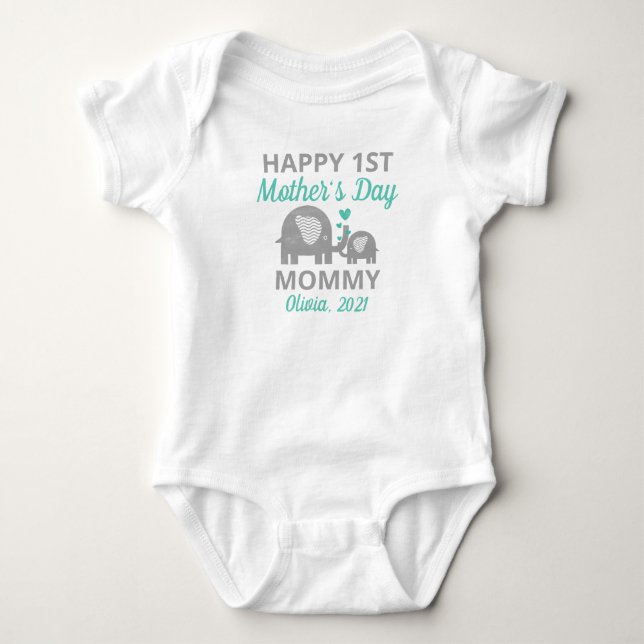 Personalisiert glücklicher Erster Muttertag Baby Strampler (Vorderseite)