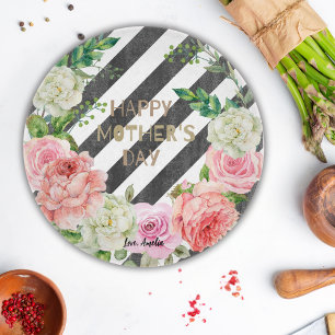 Personalisiert glücklicher Muttertag Rosa Blumenge Schneidebrett