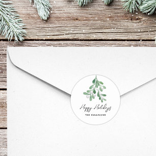 Personalisiert glücklicher Urlaub Mistletoe Runder Aufkleber