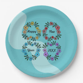 PERSONALISIERT GLÜCKLICHES NEUJAHR 20XX & BLUME KR PAPPTELLER