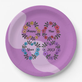 PERSONALISIERT GLÜCKLICHES NEUJAHR 20XX & BLUME KR PAPPTELLER