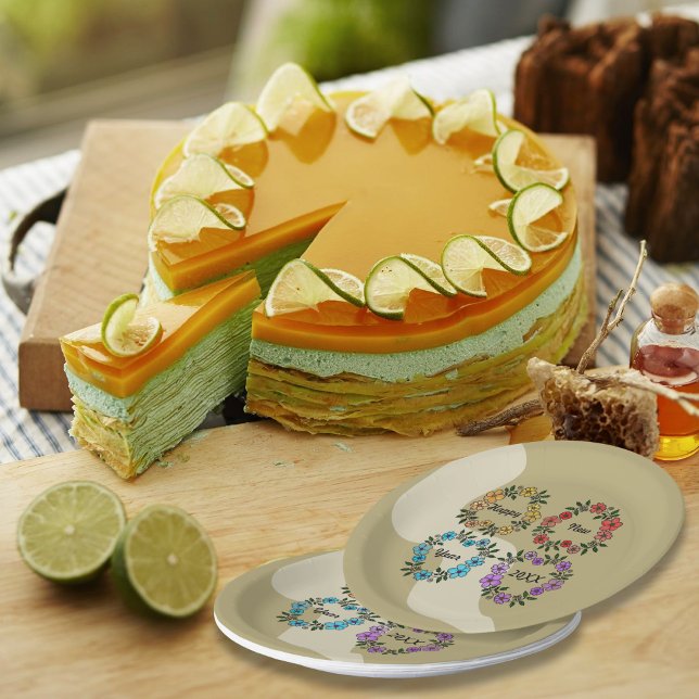 PERSONALISIERT GLÜCKLICHES NEUJAHR 20XX & BLUME KR PAPPTELLER (Von Creator hochgeladen)