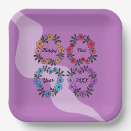 PERSONALISIERT GLÜCKLICHES NEUJAHR 20XX & BLUME KR PAPPTELLER