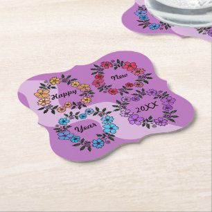 PERSONALISIERT GLÜCKLICHES NEUJAHR 20XX & BLUME KR UNTERSETZER