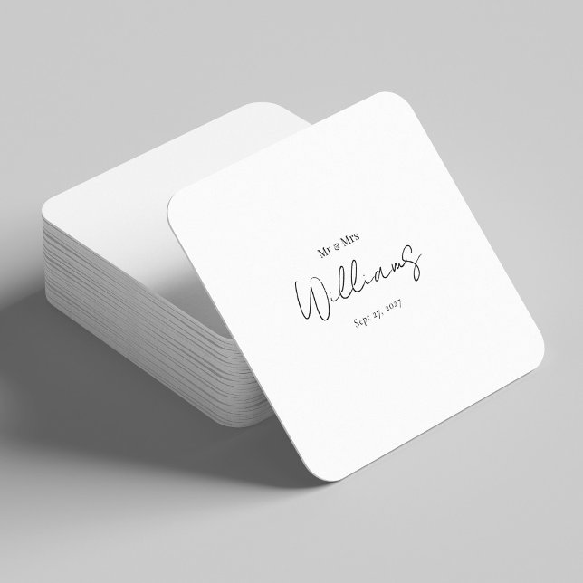 Personalisiert Glückwunsch an Mr. & Mrs. Wedding U Rechteckiger Pappuntersetzer (Cheers to Mr. & Mrs.! Personalized Wedding Coaster )