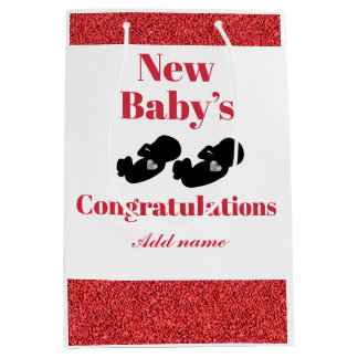 Personalisiert Glückwunsch neue Baby-Geschenktasch Mittlere Geschenktüte