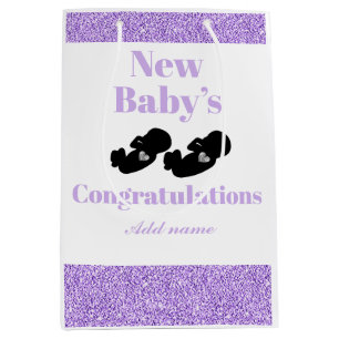 Personalisiert Glückwunsch neue Baby-Geschenktasch Mittlere Geschenktüte
